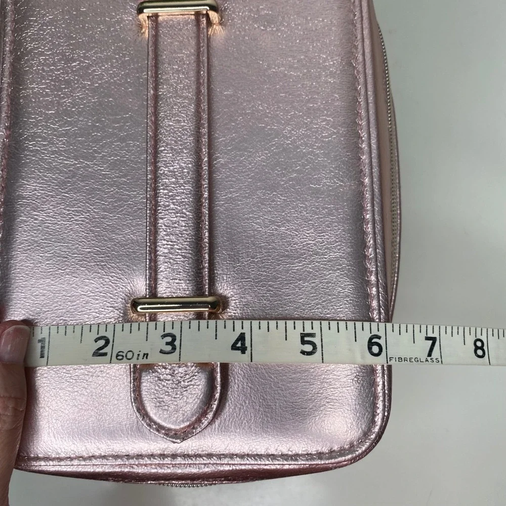 Lancome Rose Gold Metallic Cosmetic Vanity Case Bag Train‎ Case Travel Bag NWOT